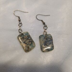 Blue and Gold Drop Earrings